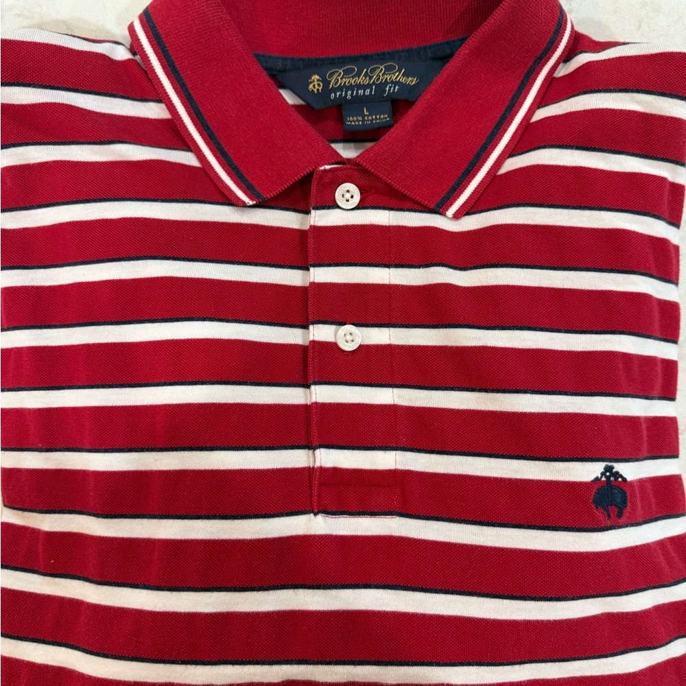 Brooks Brothers Red Striped Men's Polo Shirt size large